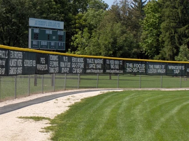 Mesh Banners for Sponsors on Baseball Park Outfield Fence