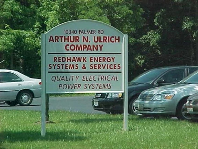 Ulrich; Custom all aluminum sign with baked enamel finish